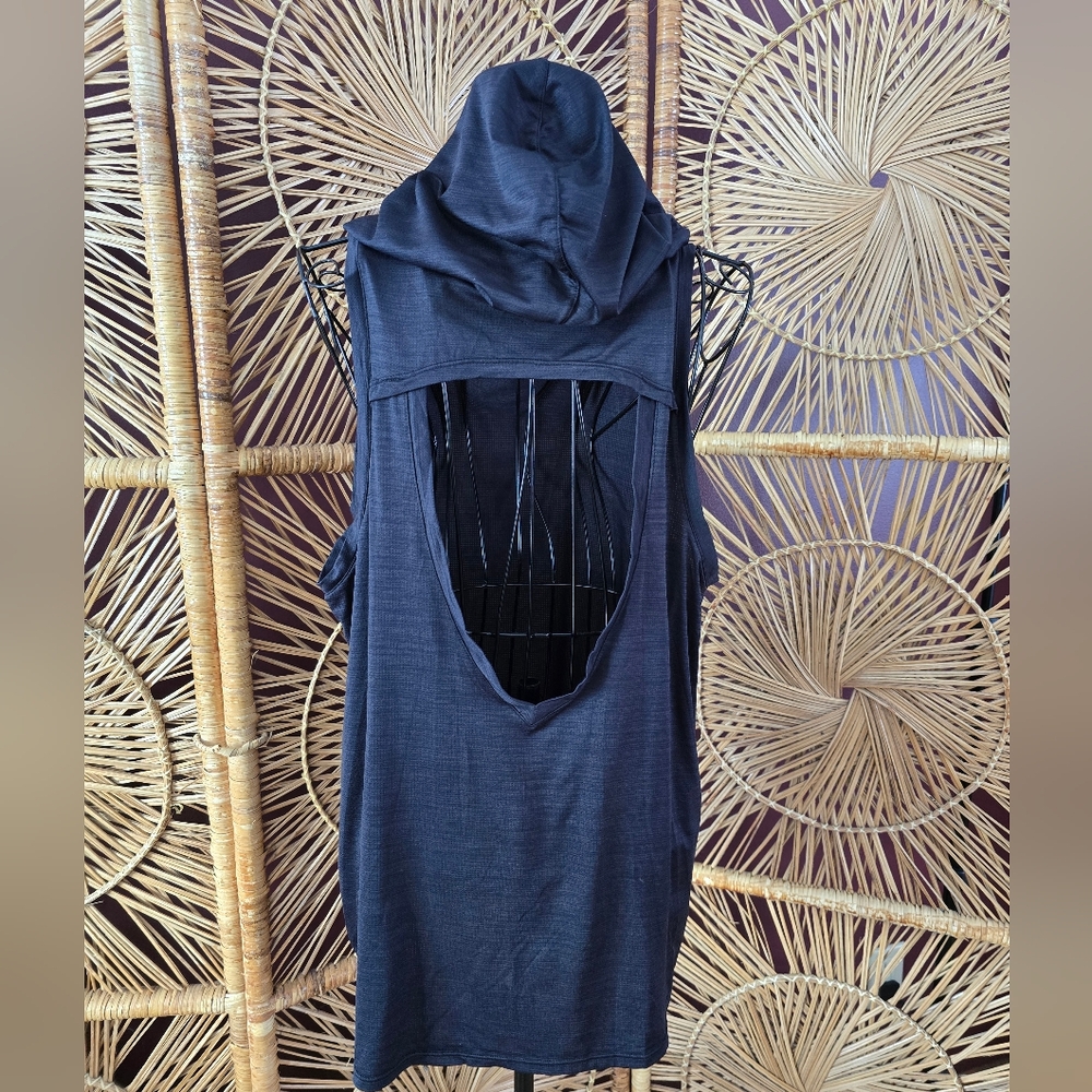 🥷 Boxing Lightweight Cut Out Tank with Hood Black Sleeveless